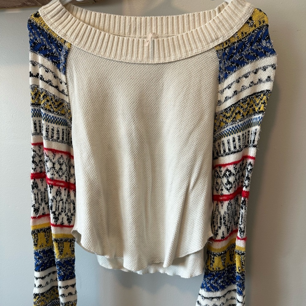 Free People Colorful Sleeve Top